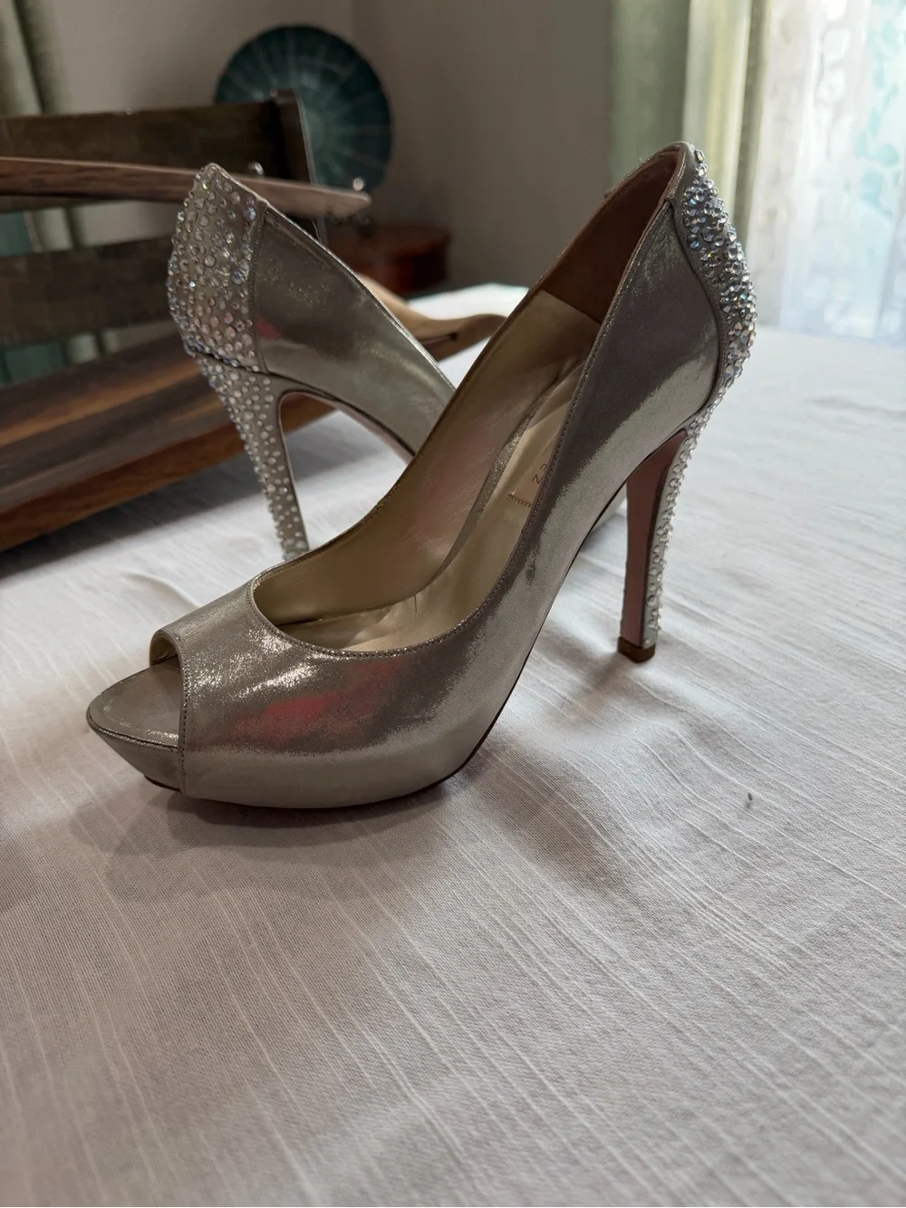 Pura López Women sparkle pumps  — Dusty Rose